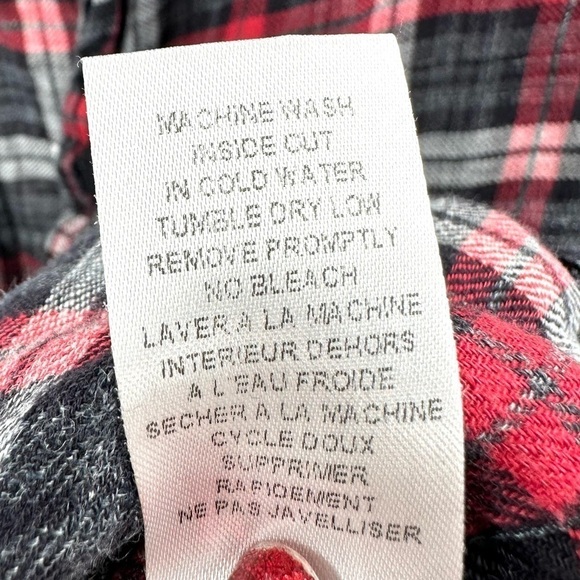 Frank & Eileen Barry Shirt Womens Sz Small 100% Linen Plaid Print Button Up Top - Picture 7 of 10